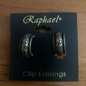 Small hoop bronze antiqued design clip on earrings